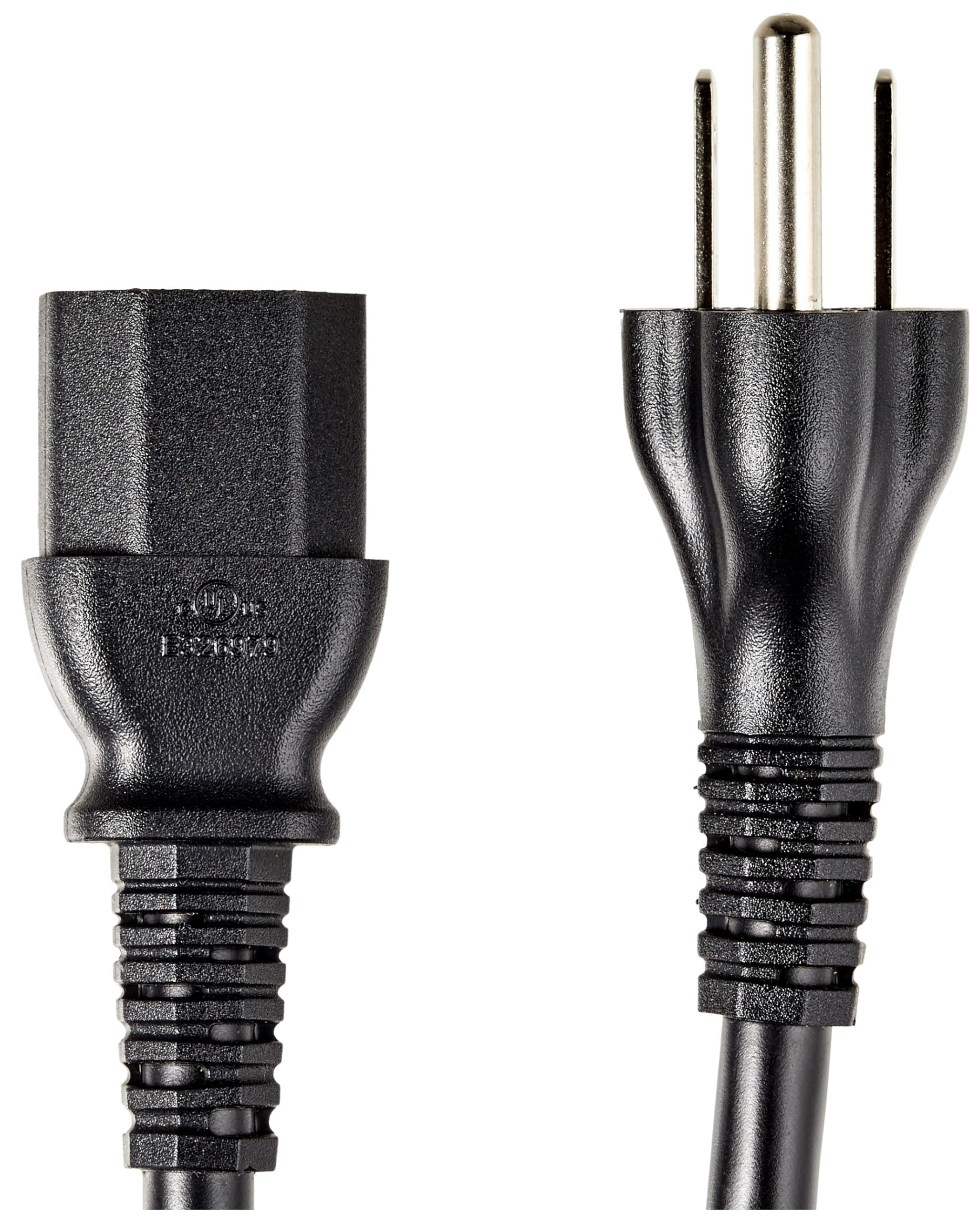 Amazon Basics Amazon Basics PC Power Cord, 6 feet, 5-Pack, AC Power Cord for Monitor, Computer, TV, 3 Prong, 18 AWG, 125 Volts, Black