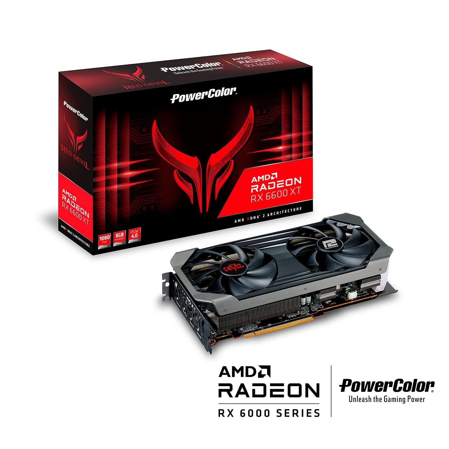 PowerColor PowerColor Red Devil AMD Radeon RX 6600 XT Gaming Graphics Card with 8GB GDDR6 Memory, Powered by AMD RDNA 2, HDMI 2.1 (Renewed)