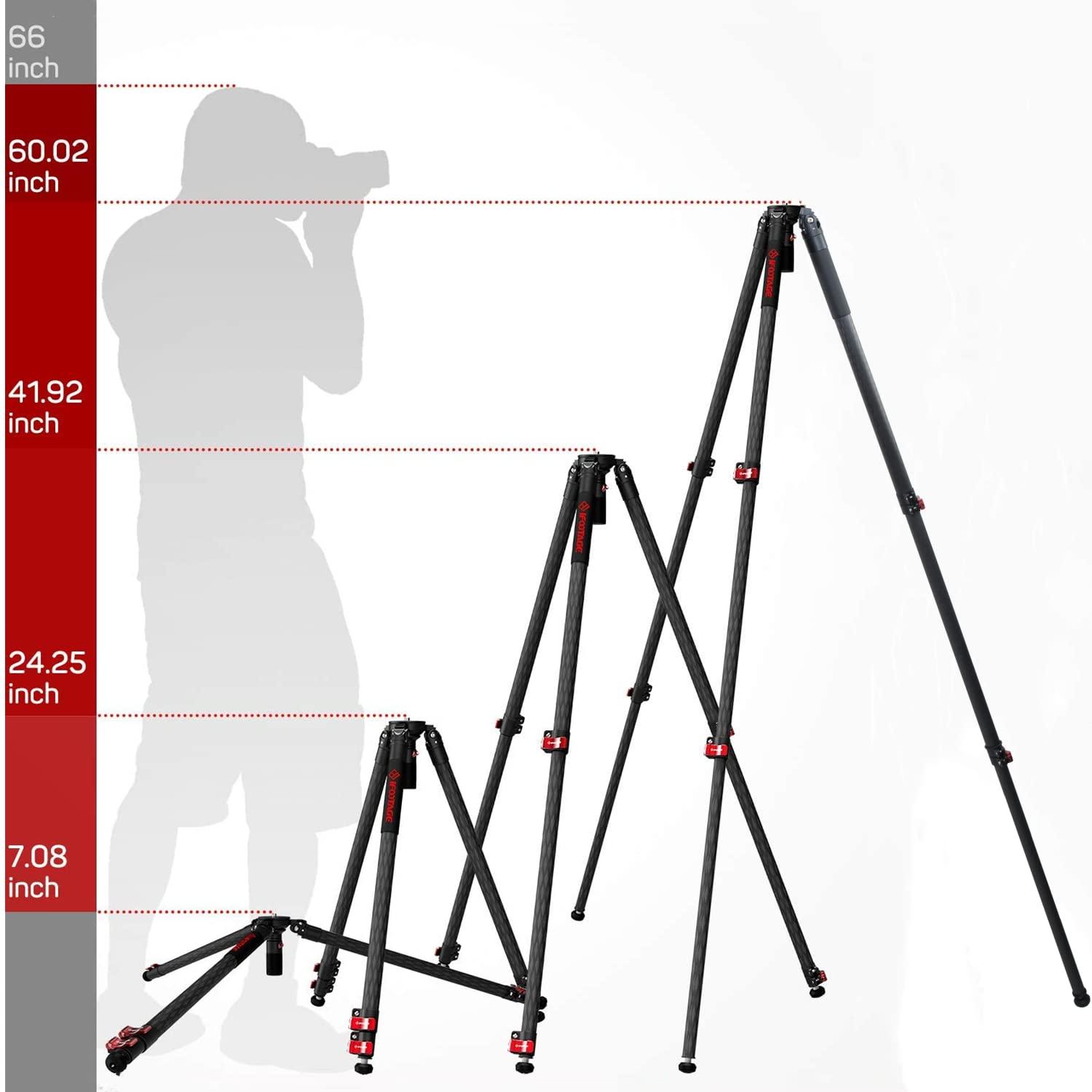 IFOOTAGE IFOOTAGE Gazelle TC7 Carbon Camera Tripod, Professional Video Tripod 3 Sections with Quick Release Handle,Komodo K5S Video Fluid Head for Professional Photographyand Video Production(Suit