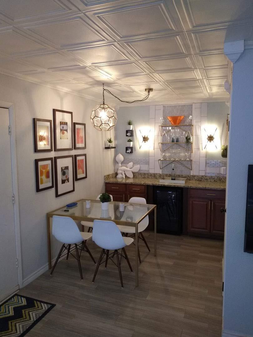 A La Maison Ceilings A La Maison Ceilings R24 Line Art Foam Glue-up Ceiling Tile (21.6 sq. ft./Case), Pack of 8, Plain White