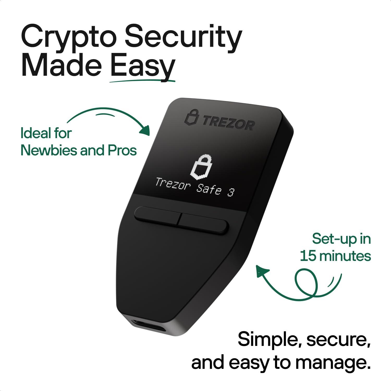 Trezor Trezor Safe 3 - Passphrase & Secure Element Protected Crypto Hardware Wallet - Buy, Store, Manage Digital Assets Simply and Safely (Solar Gold)