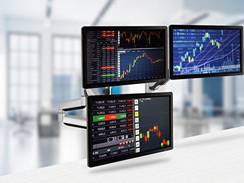 TechOrbits TechOrbits Universal Desk Mount for Triple Monitor - Fits Three 13-30\" Monitors with Swivel & Clamp