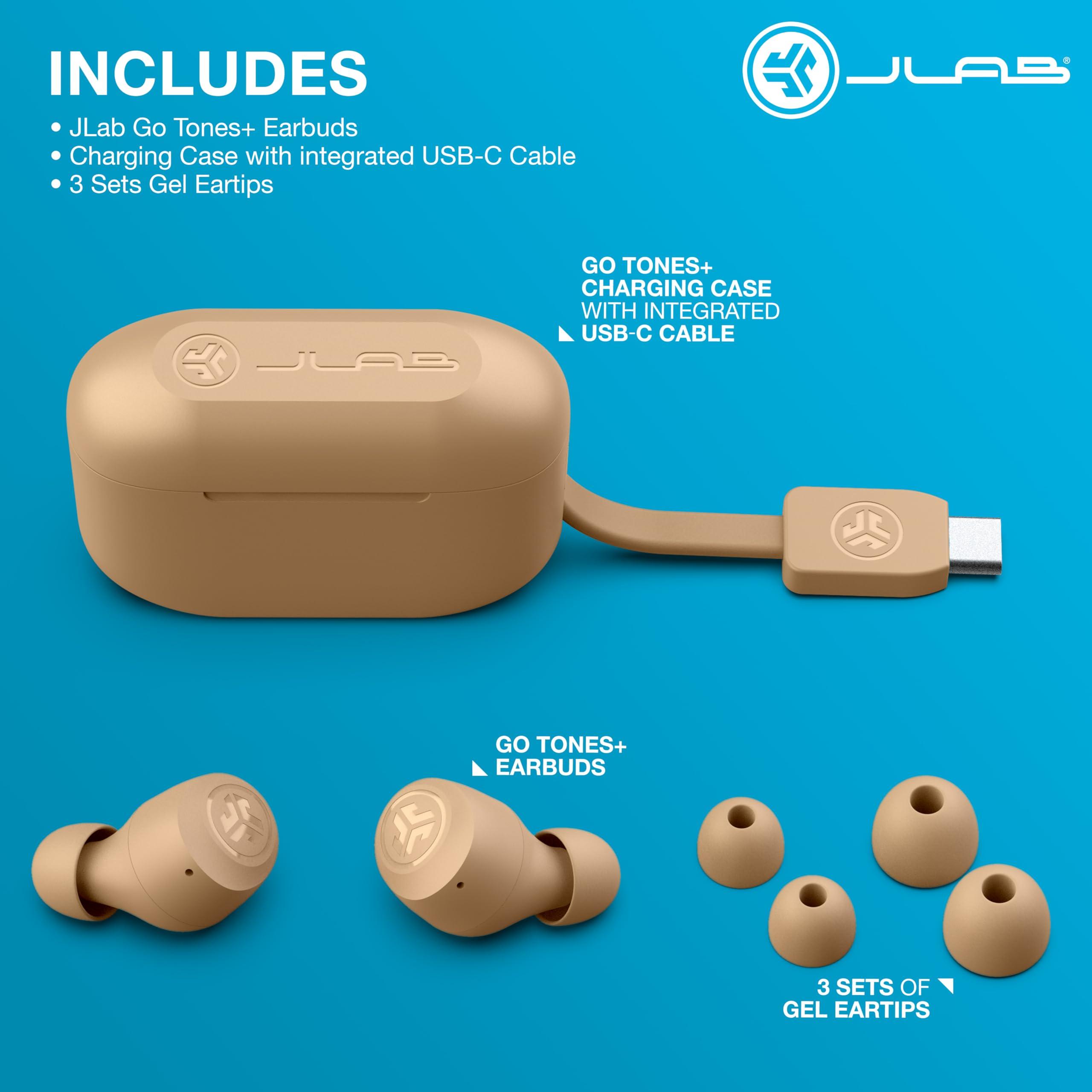 JLab JLab Go Air Tones+ True Wireless Earbuds Designed with Auto On and Connect, Touch Controls, 32+ Hours Bluetooth Playtime, EQ3 Sound, and Dual Connect, Natural Earthtone Color (728 N)