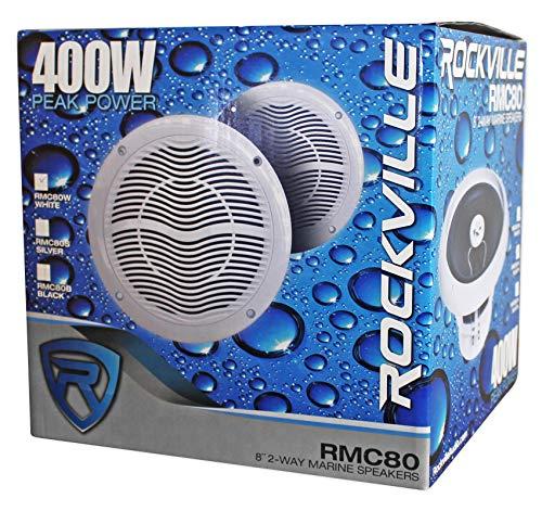 Rockville Rockville Rmc80w Pair 8 Inch 800 Watt Waterproof Marine Boat Speakers 2-Way White