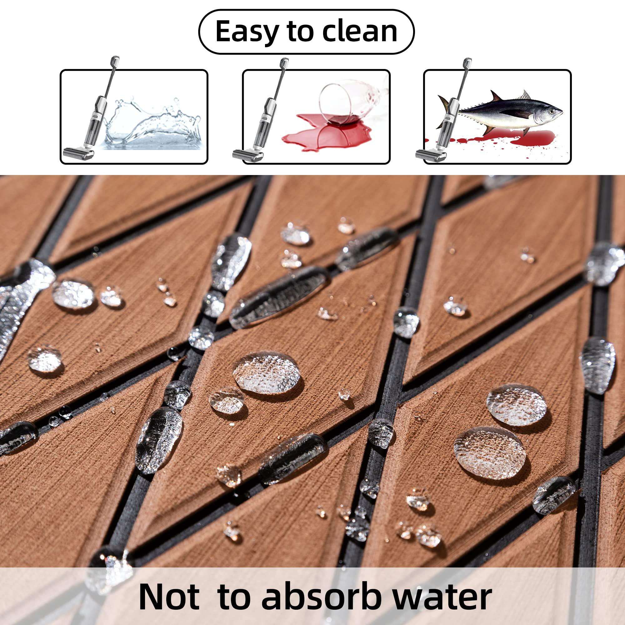 FOCEAN FOCEAN Boat Flooring EVA Foam Boat Decking Marine Mat Non-Slip Self-Adhesive Flooring Sheet for Motorboat Kayak Surfboard Garden Flooring Swimming Pools, 75\'\'x 28\'\', Brown with Black Lines
