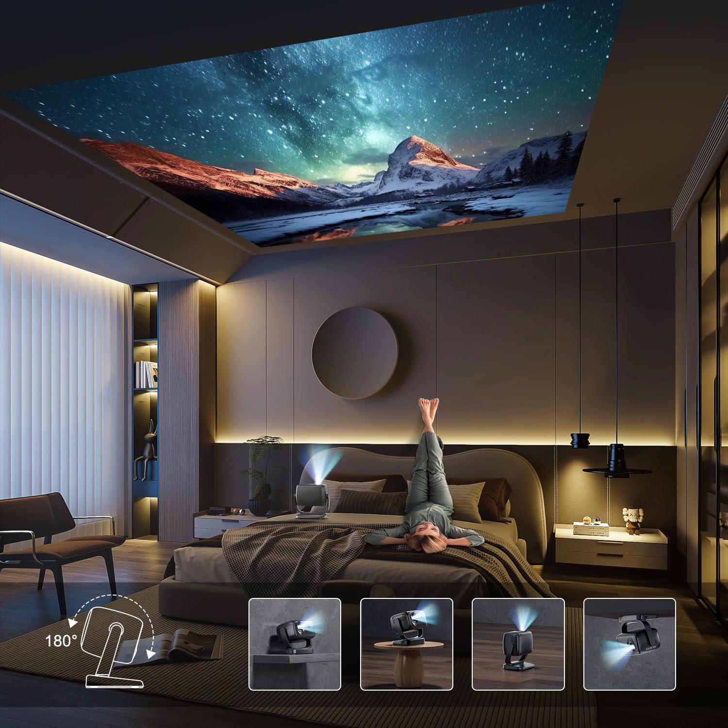 Weejector 4K Smart Projector with 5G WiFi and Bluetooth 5.2, 600 ANSI Portable Projector with Built in App, 1080P Outdoor Movie Projector with 4P4D Correction, Max 220" Compatible with iPhone/Android/TV Stick