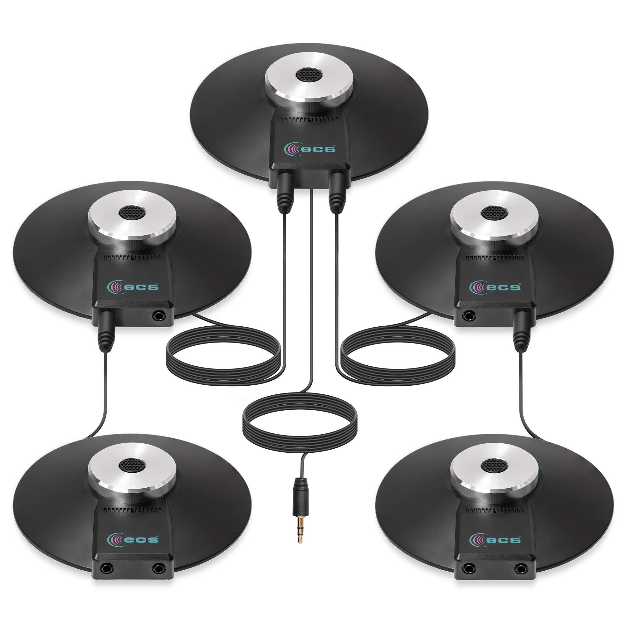 ECS ECS WordForum 3.5mm TRS 360° Omnidirectional Stereo Conference Microphone for PC - with Daisy Chain Option, Condenser Mic for Teleconferencing - 5 Pack