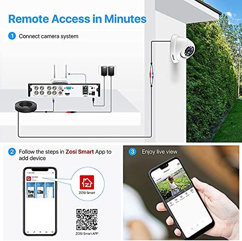 ZOSI ZOSI H.265+ 1080P Security Camera System,8CH 5MP-Lite CCTV DVR and 4pcs 1080P 1920TVL Wired Outdoor Indoor Surveillance Dome Camera with 80ft Night Vision (No HDD) (Renewed)