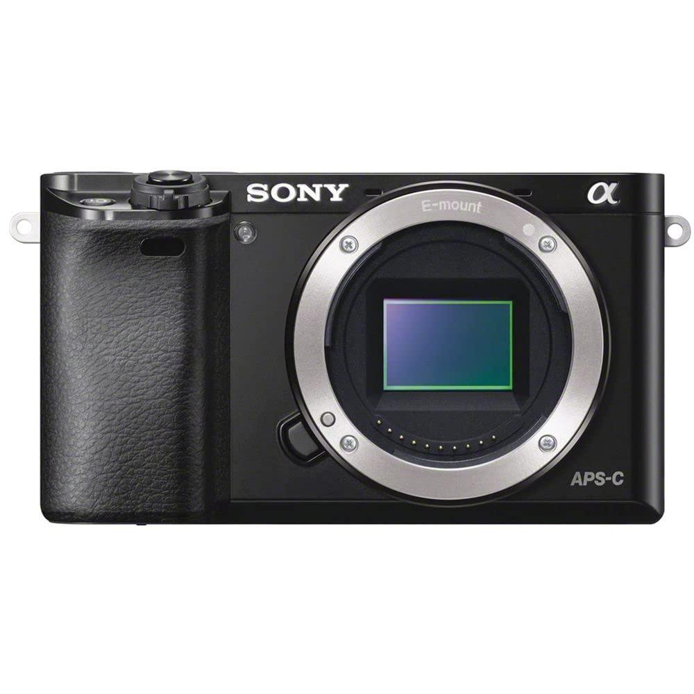 Sony Sony Alpha a6000 Mirrorless Camera with 16-50mm Lens (ILCE6000L/B) + 64GB Card + Card Reader + Case + Flex Tripod + Hand Strap + Memory Wallet + Cap Keeper + Cleaning Kit (Renewed)