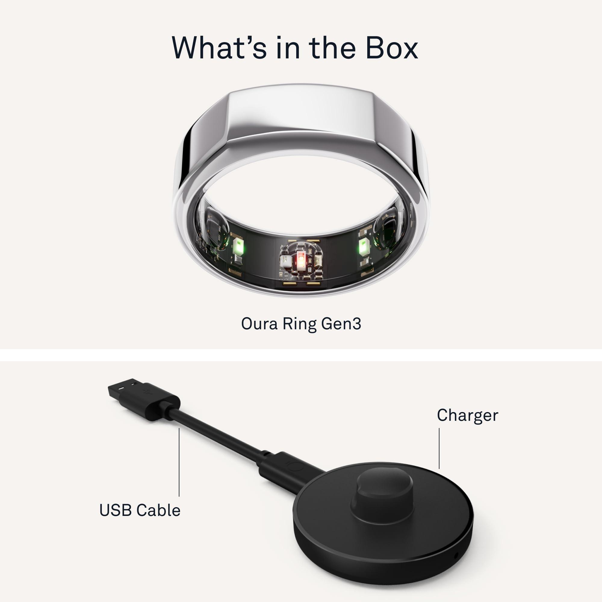 OURA Oura Ring Gen3 Heritage - Silver - Size 12 - Smart Ring - Size First with Oura Ring Gen3 Sizing Kit - Sleep Tracking Wearable - Heart Rate - Fitness Tracker - 5-7 Days Battery Life