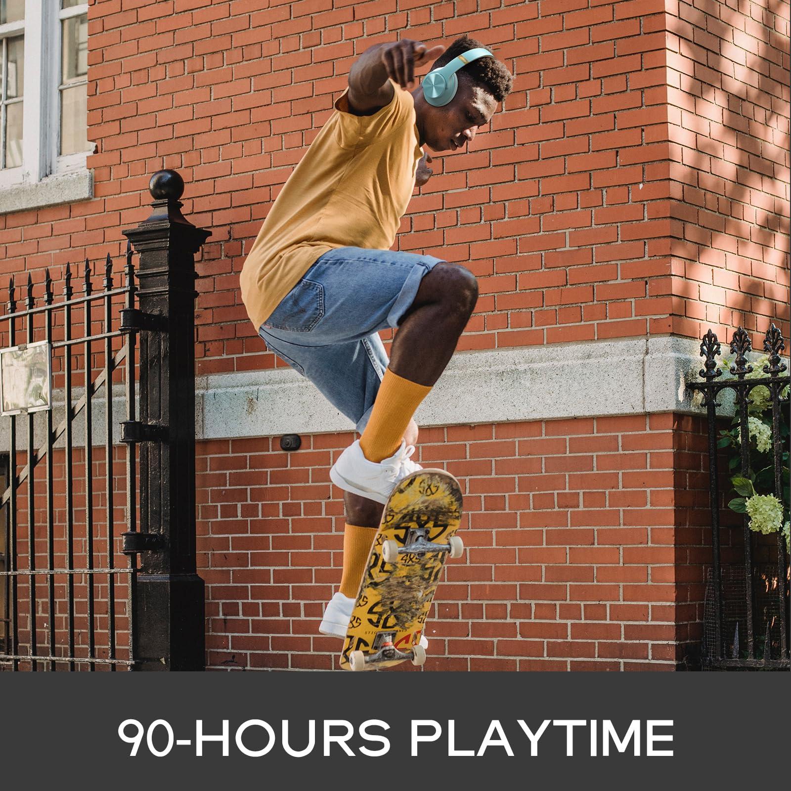 DOQAUS DOQAUS Bluetooth Headphones Over Ear, 90 Hours Playtime Wireless Headphone with 3 EQ Modes, Noise Isolating HiFi Stereo with Deep Bass, Microphone, Soft Earpads for Cellphone/PC