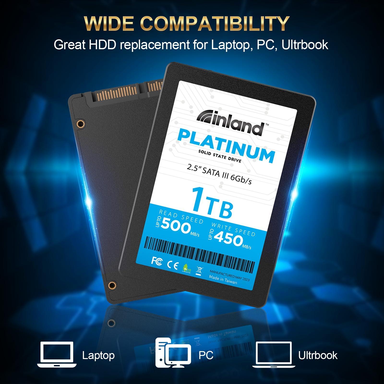 INLAND INLAND Platinum 1TB SSD SATA III 6Gb/s 2.5" 7mm TLC 3D NAND Internal Solid State Drive (1TB)