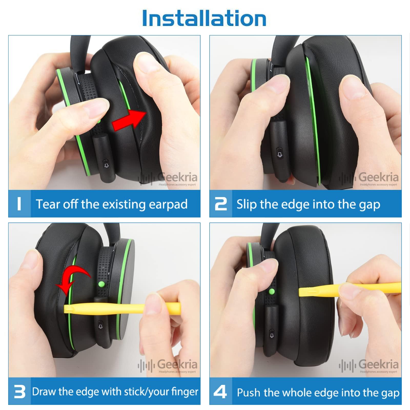 GEEKRIA Geekria Replacement Ear Pads (with Video Guide) for Microsoft Xbox Wireless/Stereo Gaming Headset Headphones Ear Cushions, Repair Part (Black)