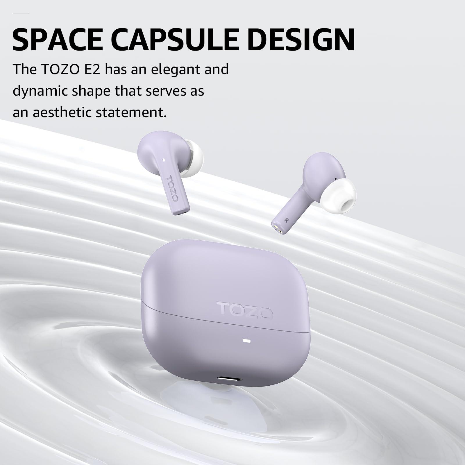TOZO TOZO E2 Wireless Earbuds with 2 Mics AI Call Noise Cancellation, 10mm Drivers with Powerful Bass, App Customize 32 EQs, 30H Playtime, Bluetooth 5.3 Ear Buds, Comfort Fit in-Ear Headphones