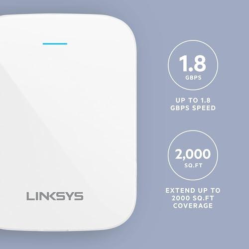Linksys Linksys WiFi 6 Wireless Range Extender | 1.8 Gbps Speed | 2,000 Sq. FT Coverage | RE7350-AMZ | 2024 Release