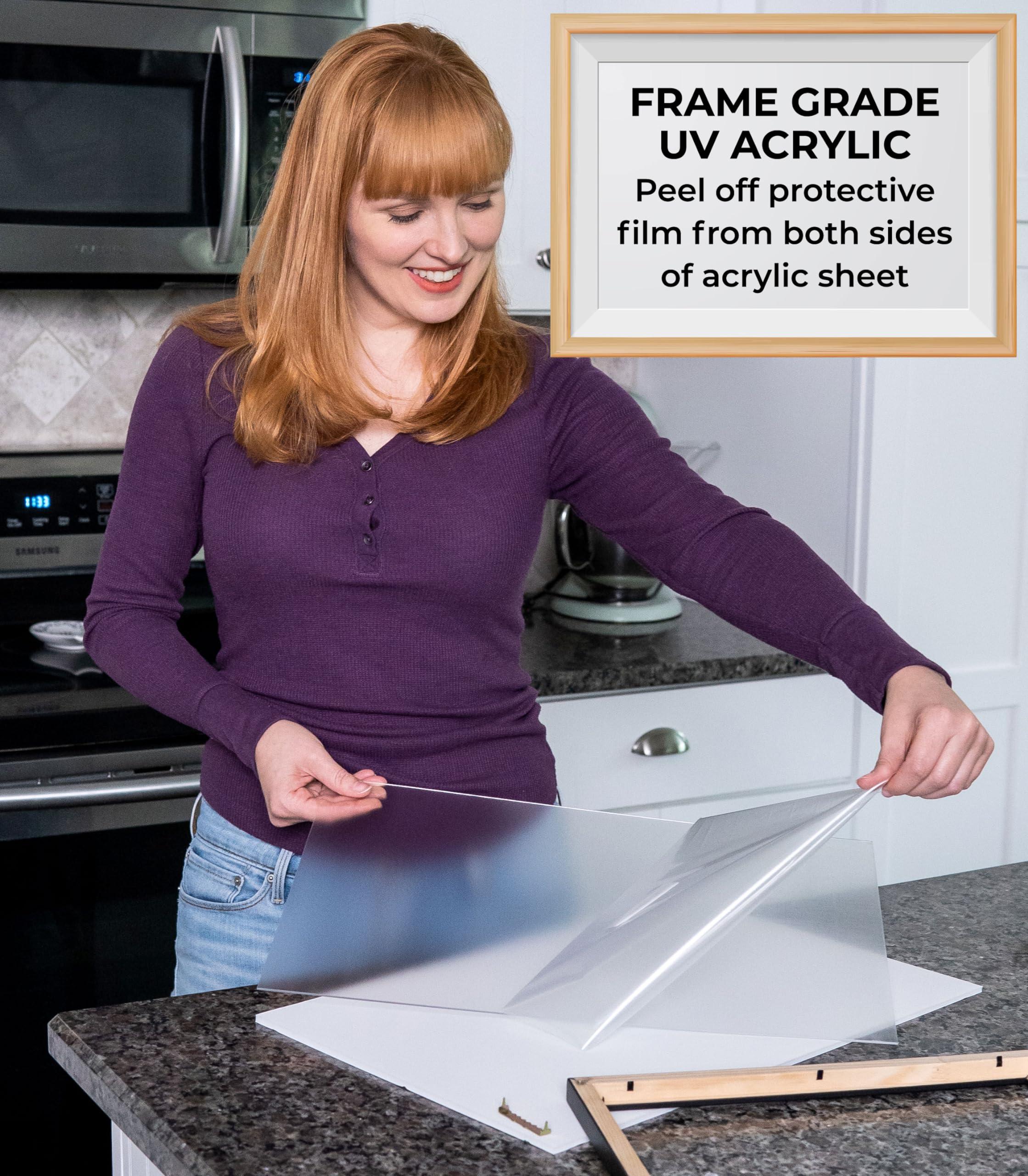 CountryArtHouse 17x25 Frame Slate Blue Distressed Rustic Solid Wood Picture Frame | 0.75 Inch Moulding Width | Includes UV Acrylic Plexiglass, Acid Free Foam Backing Board and Hanging Hardware | Sonoma Collection