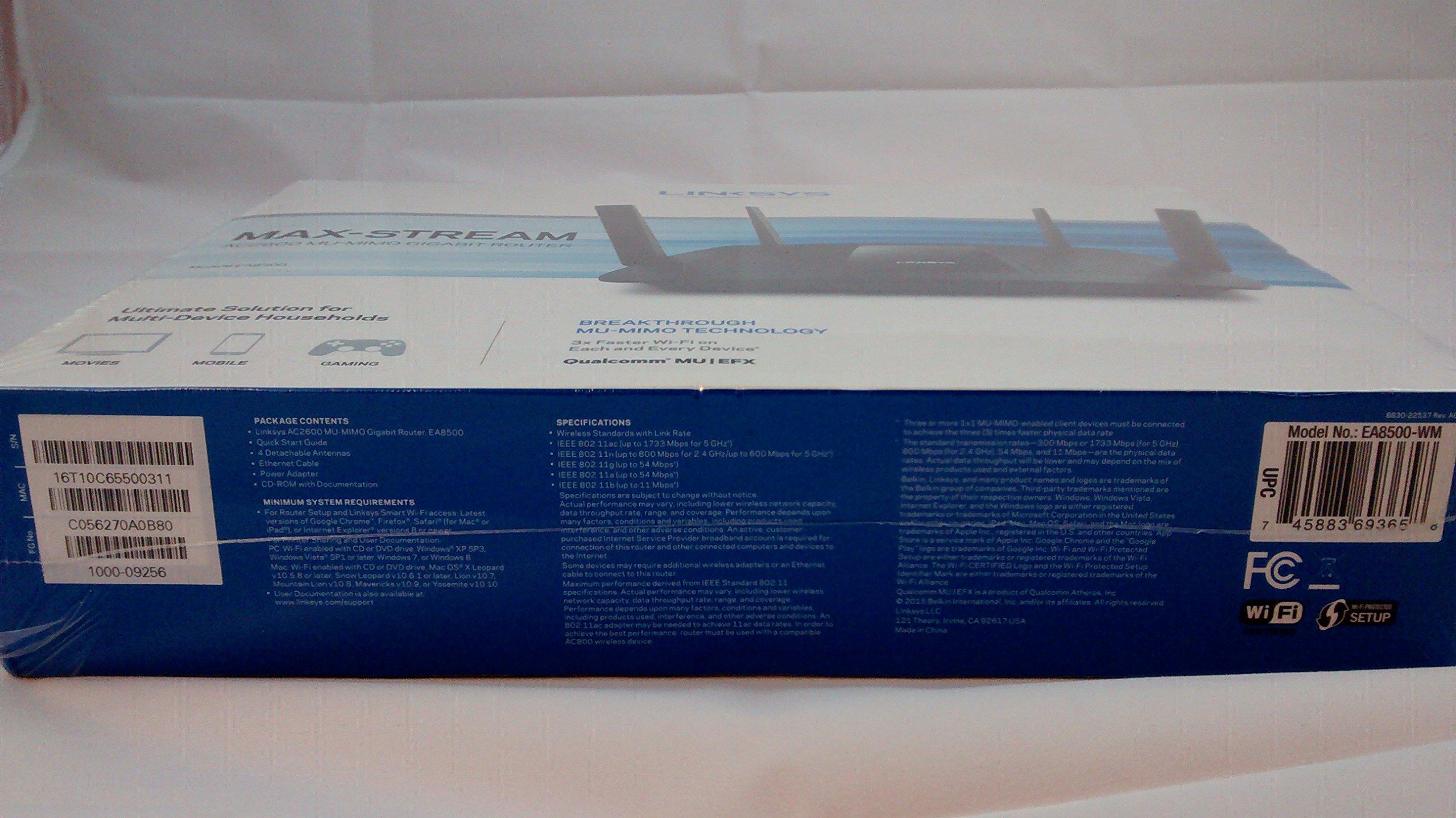 Linksys Linksys AC2600 4 x 4 MU-MIMO Dual-Band Gigabit Router with USB 3.0 and eSATA (EA8500)