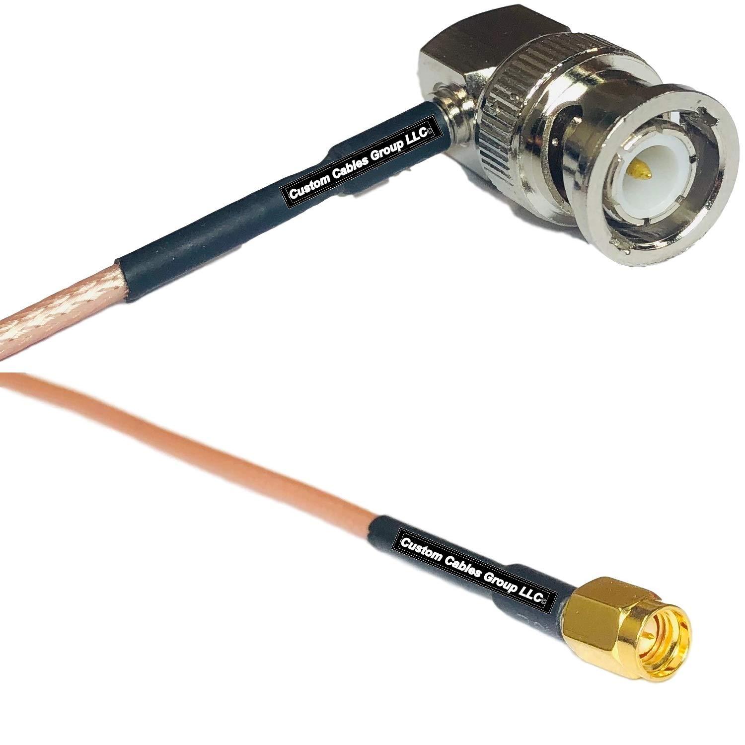 Custom Cables Group 3 feet RG316 BNC Male Angle to SSMA Male RF Pigtail Coaxial Cable