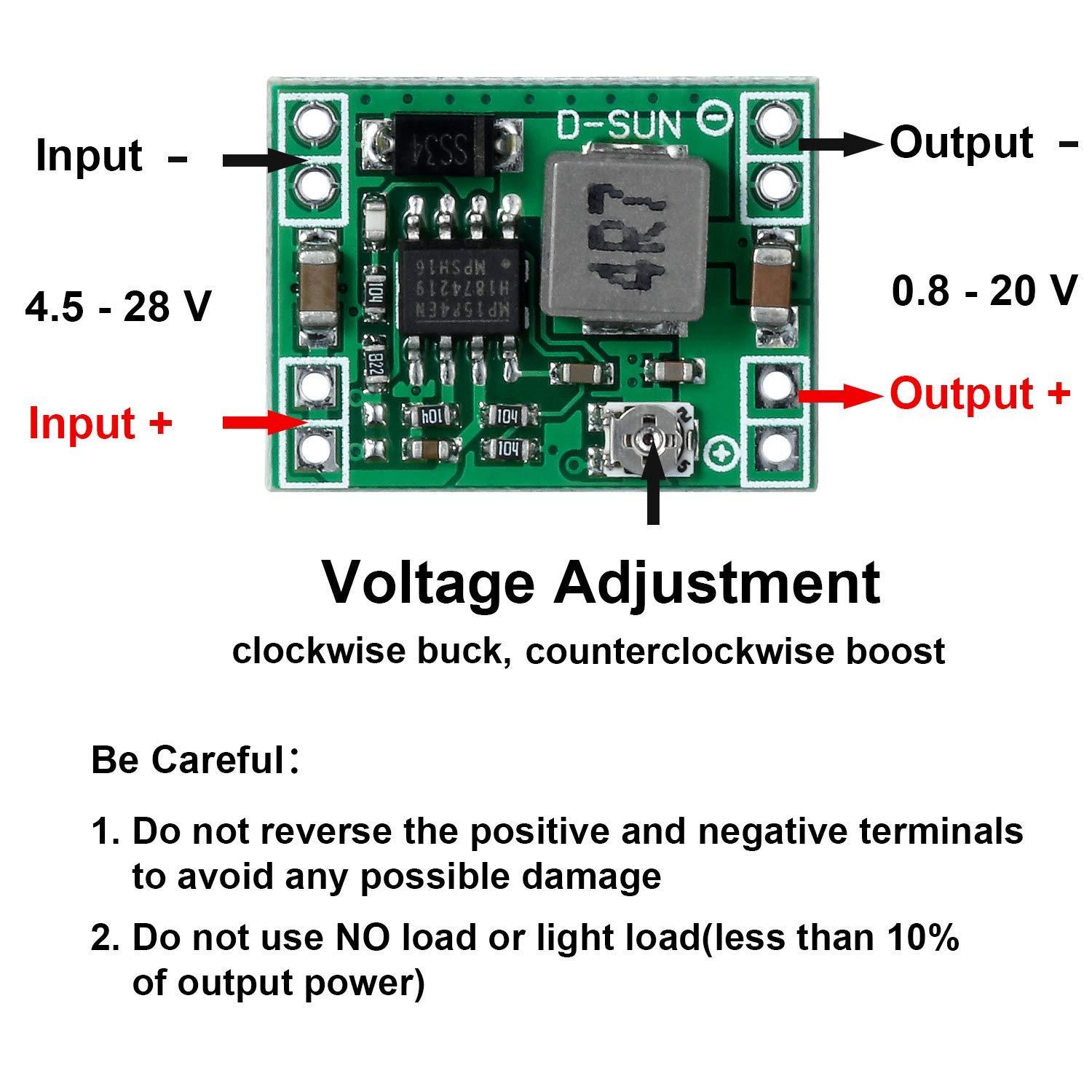 ACEIRMC ACEIRMC 12pcs MP1584EN Mini 3A DC-DC Buck Converter 4.5V-28V to 0.8V-20V Adjustable Voltage Regulator 24V/12V/9V to 12V/5V/3.3V Step-Down Power Module