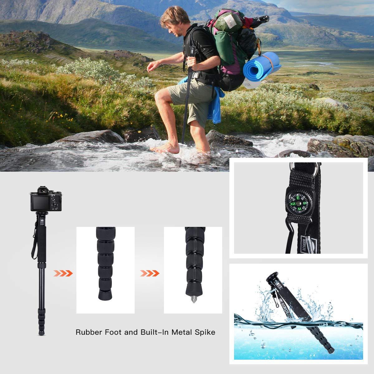 Sirui SIRUI AM-306M Camera Monopod, 6-Section 15.6-61.4 inches Aluminum Alloy Extendable Compact Lightweight Portable Travel Monopod for DSLR Cameras, Payload 17.6 lbs/8kg