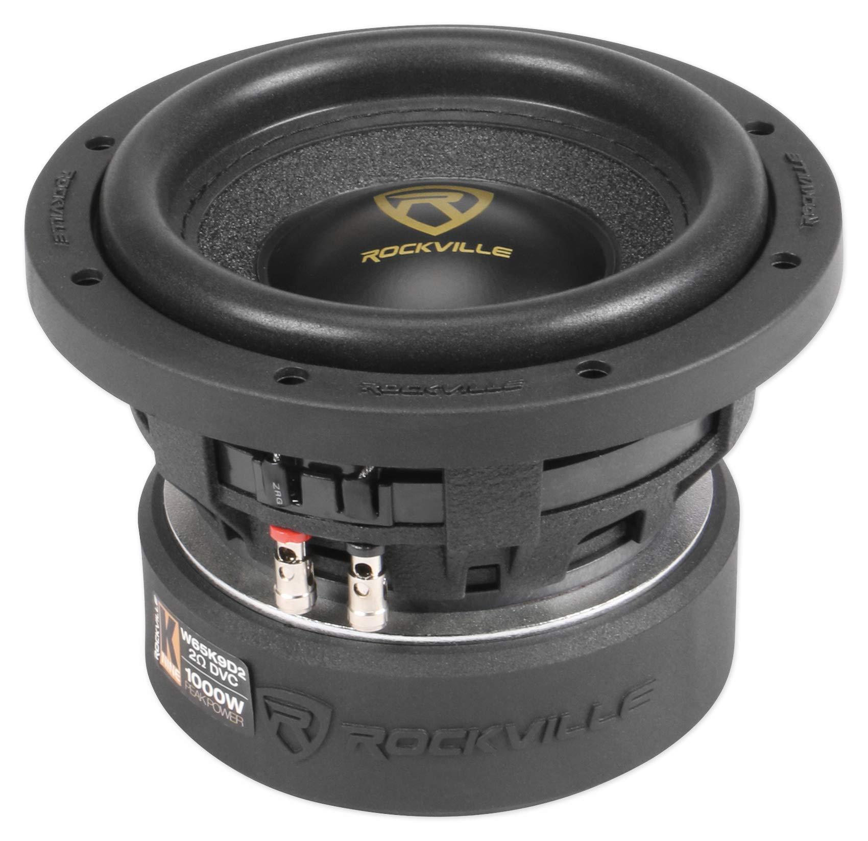 Rockville (2) Rockville W65K9D2 6.5\" 1000w Car Subwoofers Subs+Sealed Sub Box Enclosure