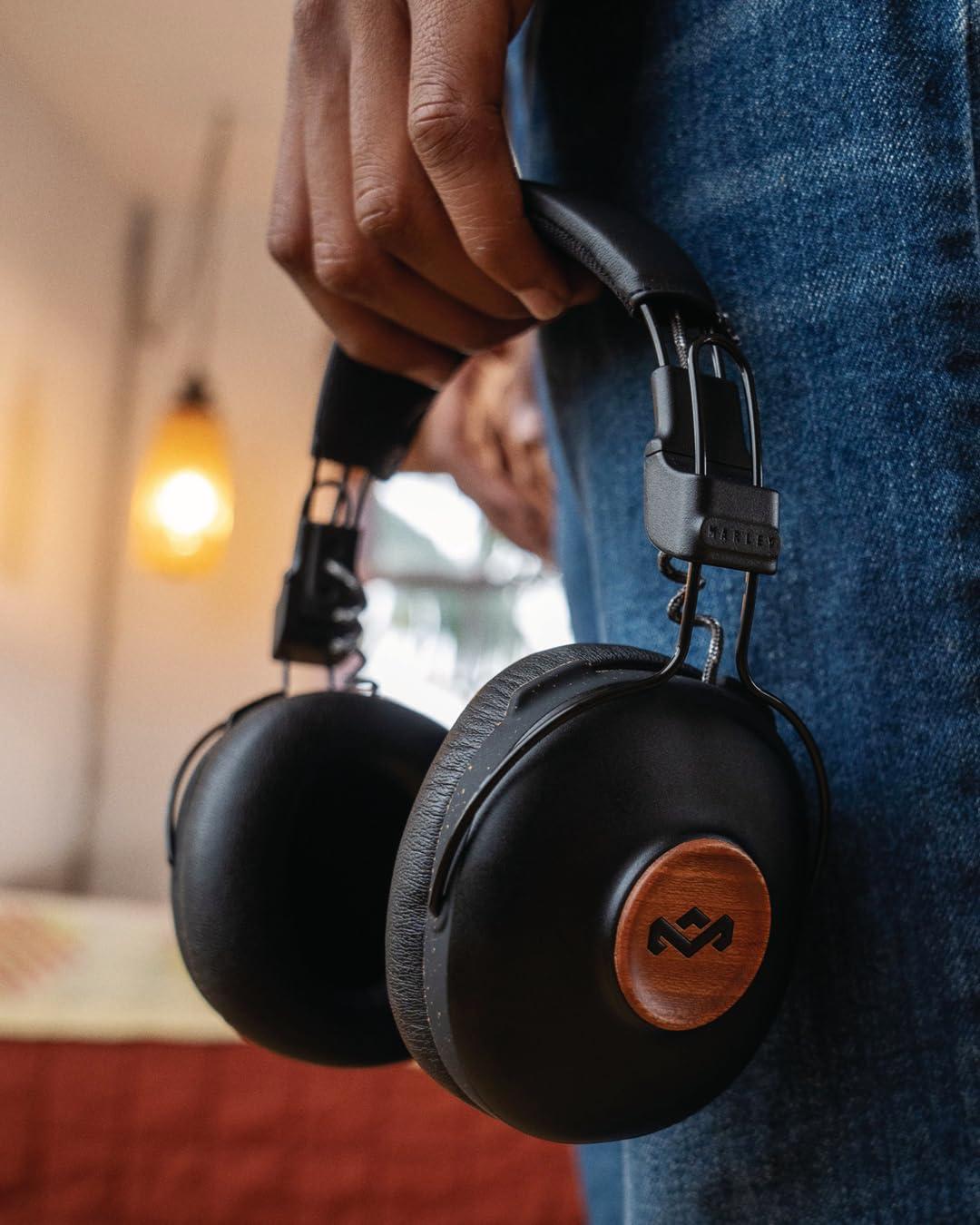 Marley House of Marley Positive Vibration Frequency: Over-Ear Wireless Headphones with Microphone, Wireless Bluetooth Connectivity, 34 Hours of Playtime and Quick Charge Technology, Signature Black