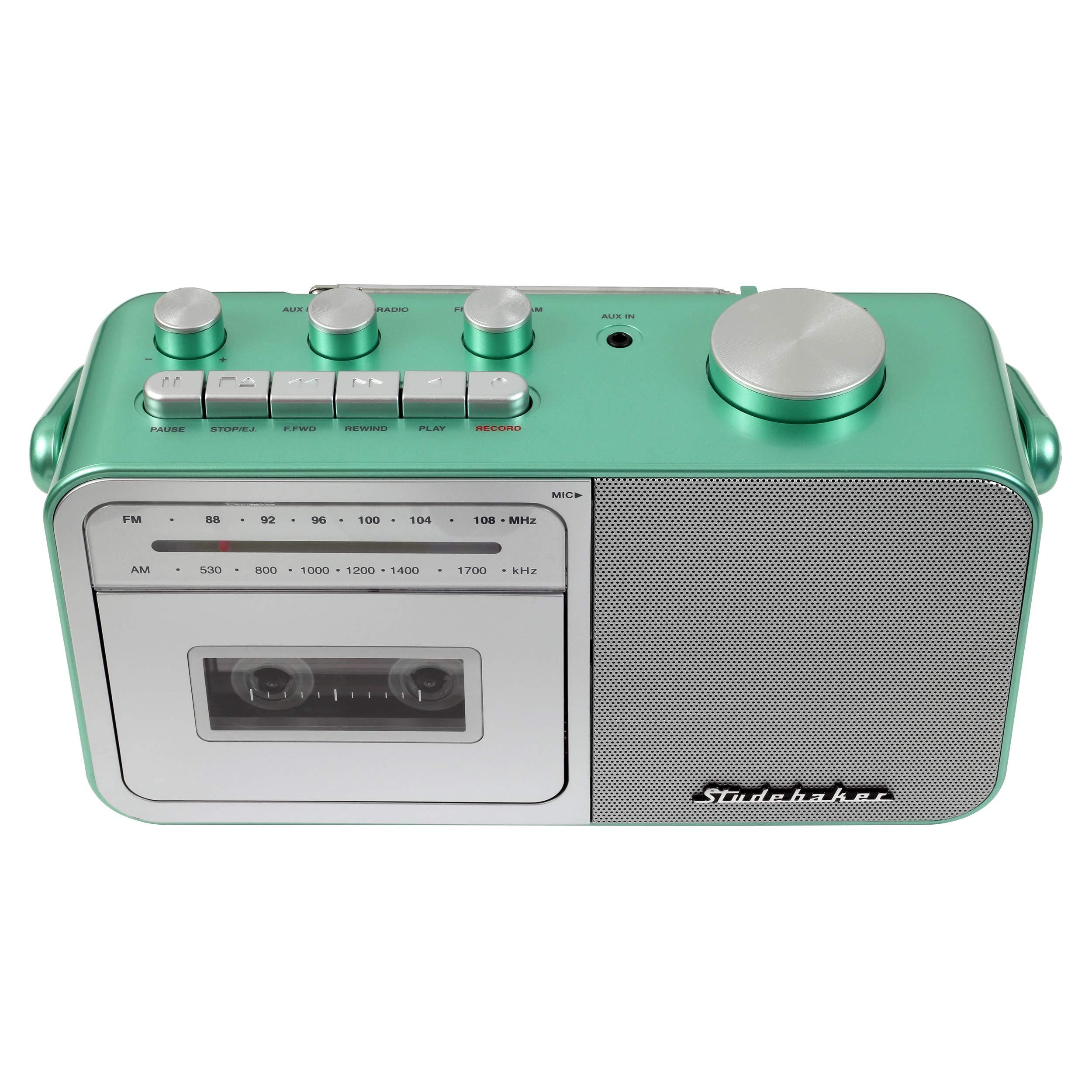 Studebaker Studebaker SB2130TS Portable Cassette Player/Recorder with AM/FM Radio (Teal/Silver)