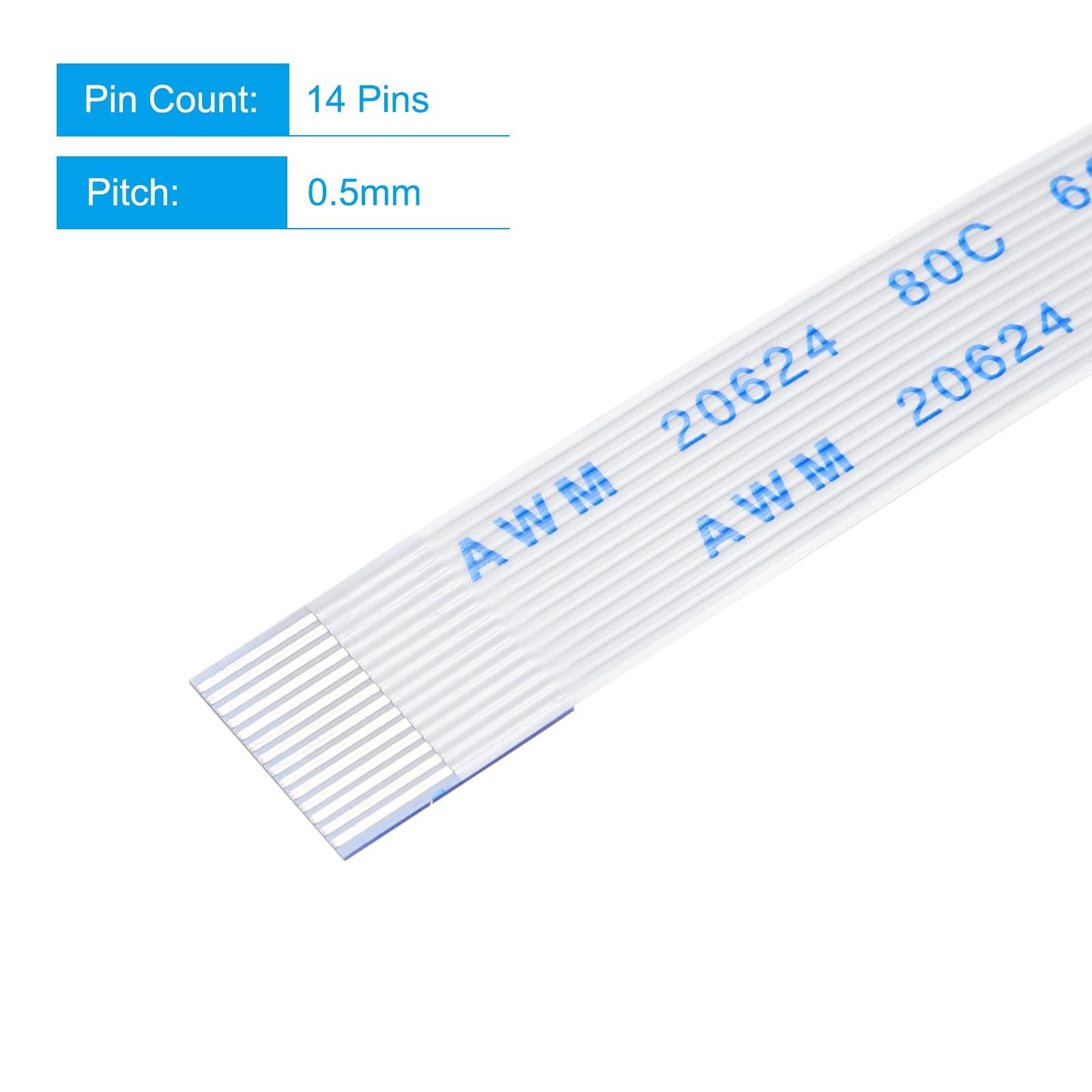 MECCANIXITY MECCANIXITY FFC FPC Flat Flexible Cable, 14 Pin 0.5mm Pitch 60mm Long (A Type) for LCD 3D Printer Camera DVD TV Laptop Audio Pack of 20