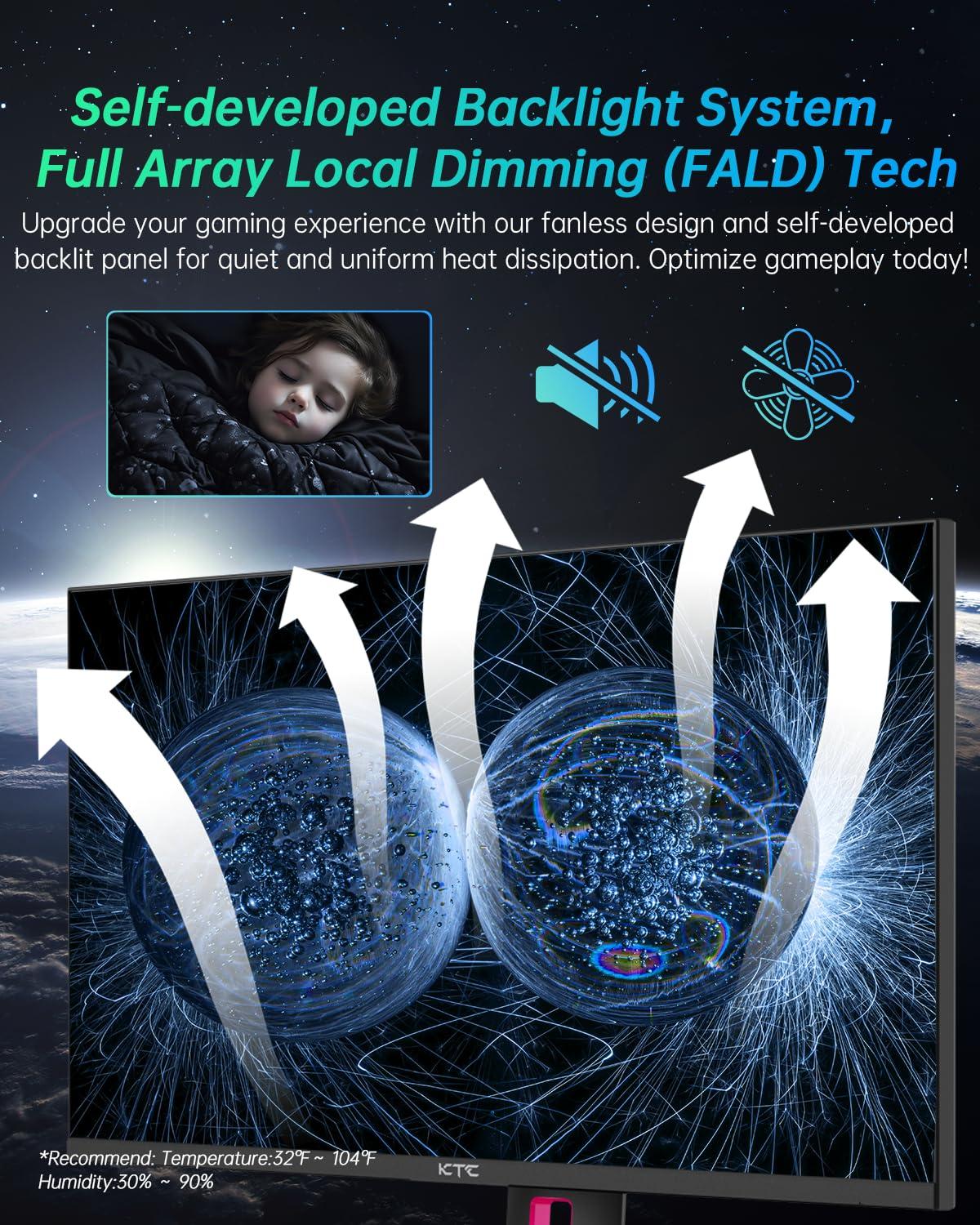 KTC KTC 27 Inch 4K Gaming Monitor, Mini LED Monitor, Fast IPS, HDR1000, Built-in Speakers, HDMI2.1, DP1.4, Type-C 90W, 160Hz/144Hz Computer Monitor, Vesa Wall Mount PC Monitor