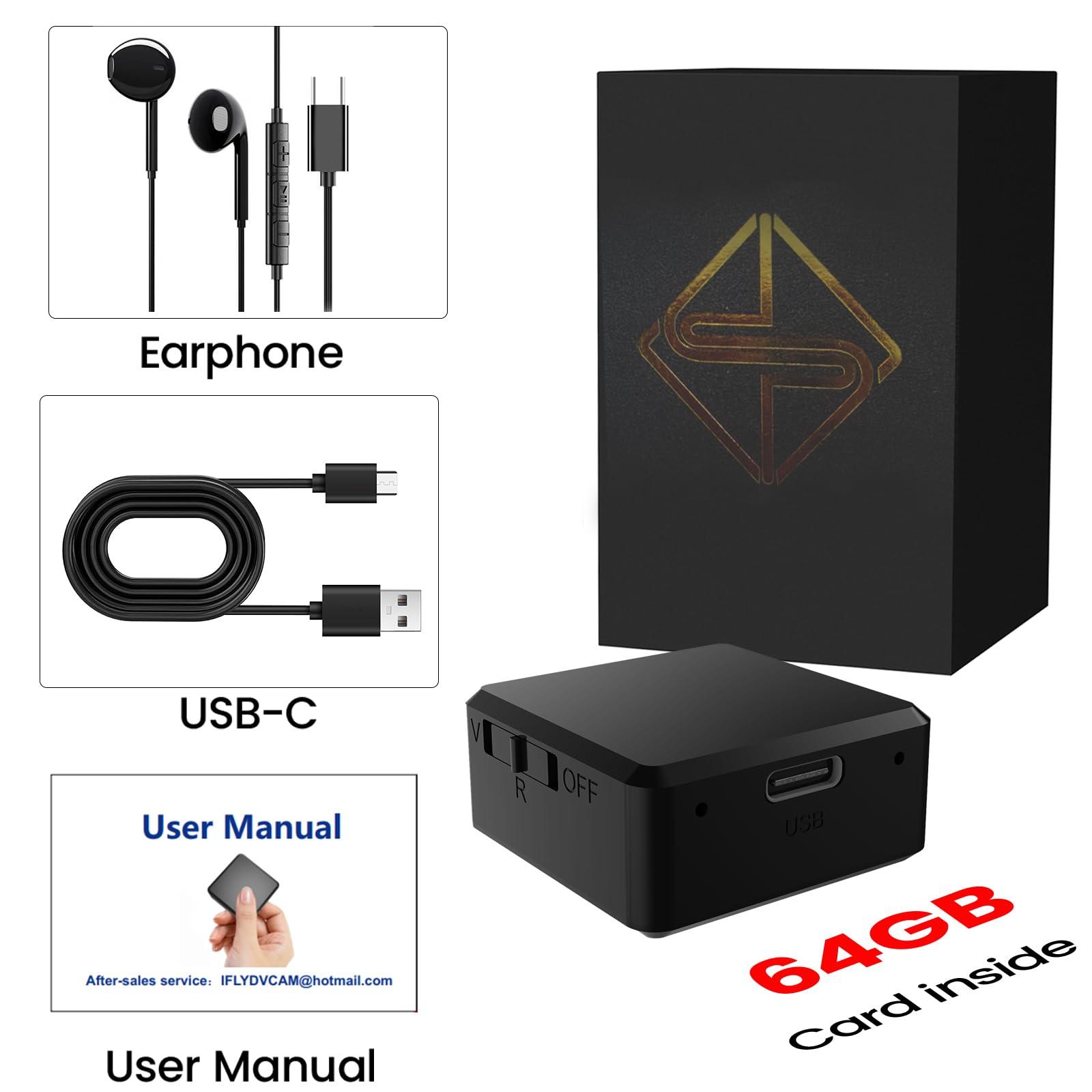 UYYIYY Voice Recorder - 64GB Listening Devices - Voice Activated Recorder, Mini Voice Recorder, Audio Recorder for Car,Meetings,Lecture,Interview