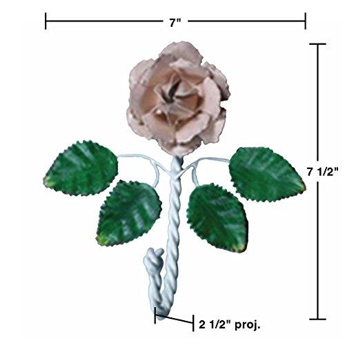 Renovators Supply Manufacturing Flower Hook Wrought Iron Multi Colored Pink Rose | Renovator's Supply
