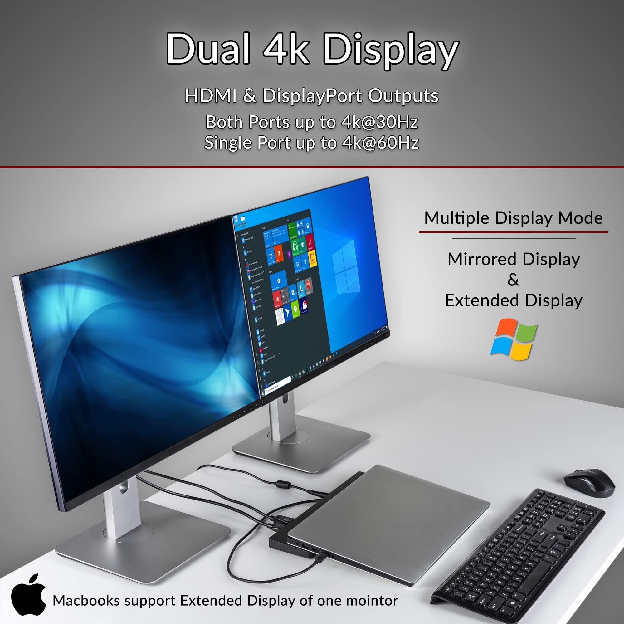 Cyber Acoustics CA Essential Docking Station (DS-2000), 6 Pack USB-C Docks with 90W Power Delivery, Laptop Cooling, Dual 4K Monitor Displays, 4 USB-A Ports, Ethernet, Includes 6 Active DisplayPort to HDMI Adapters