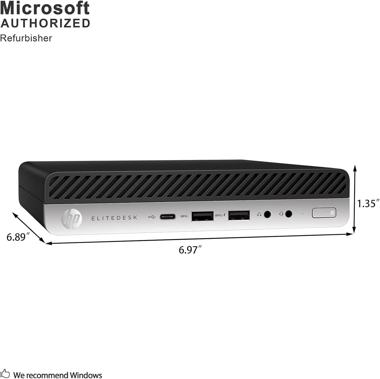 HP HP EliteDesk 800 G5 Mini PC Desktop Computer, Intel Core i5-9500T, 32GB RAM, 512GB SSD, USB Type C, Displayport, 4K Support, Wirewless KB & Mouse Windows 11 Pro (Renewed)