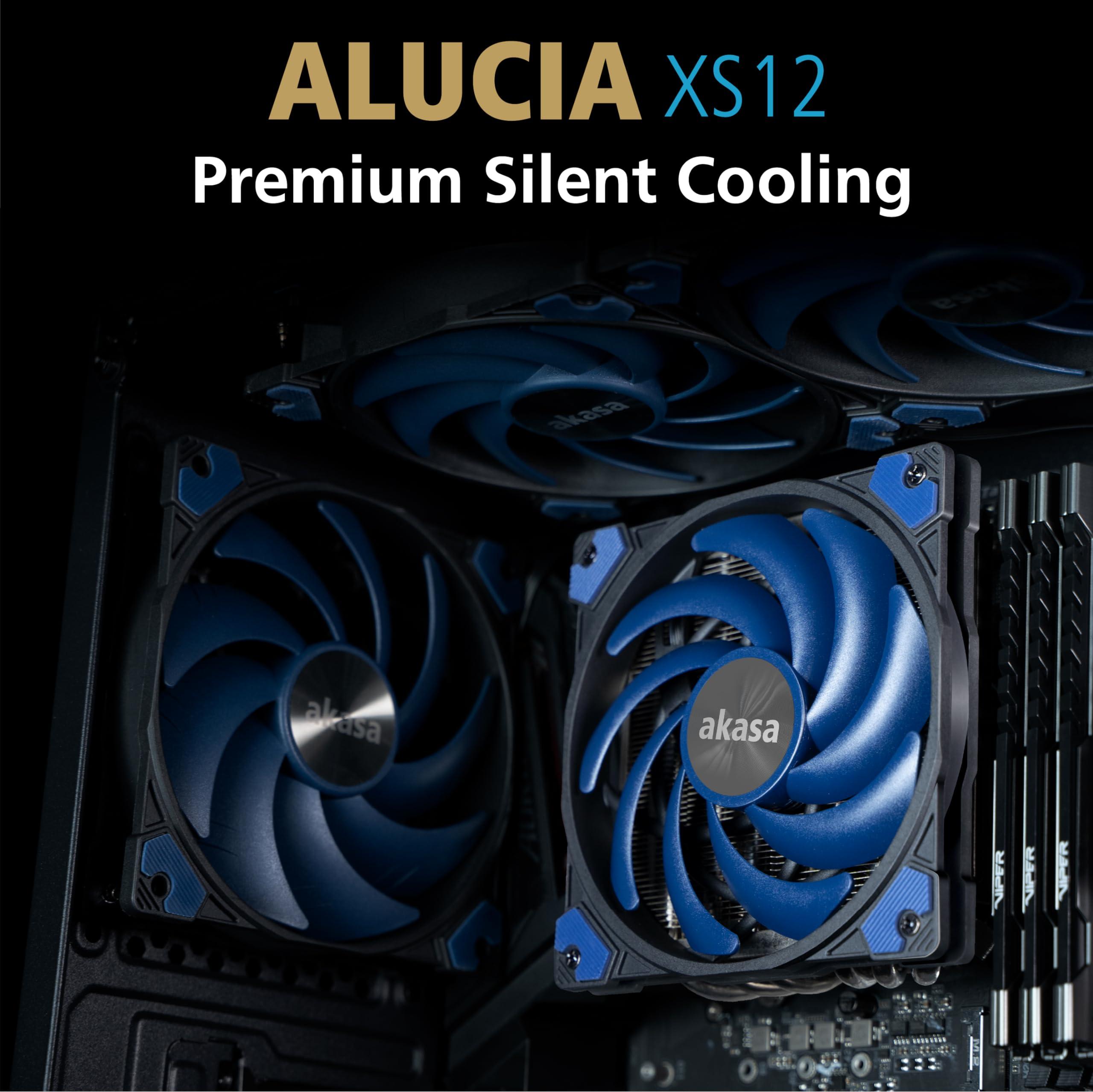 Akasa Akasa Alucia XS12, 120mm PWM Case Fan, High Performance Cooling Fan, 4 Pin, 120 x 15mm Sizing Slim Low-Noice, Up to 2000 RPM & 41.59 CFM, Blue, AK-FN122-BL