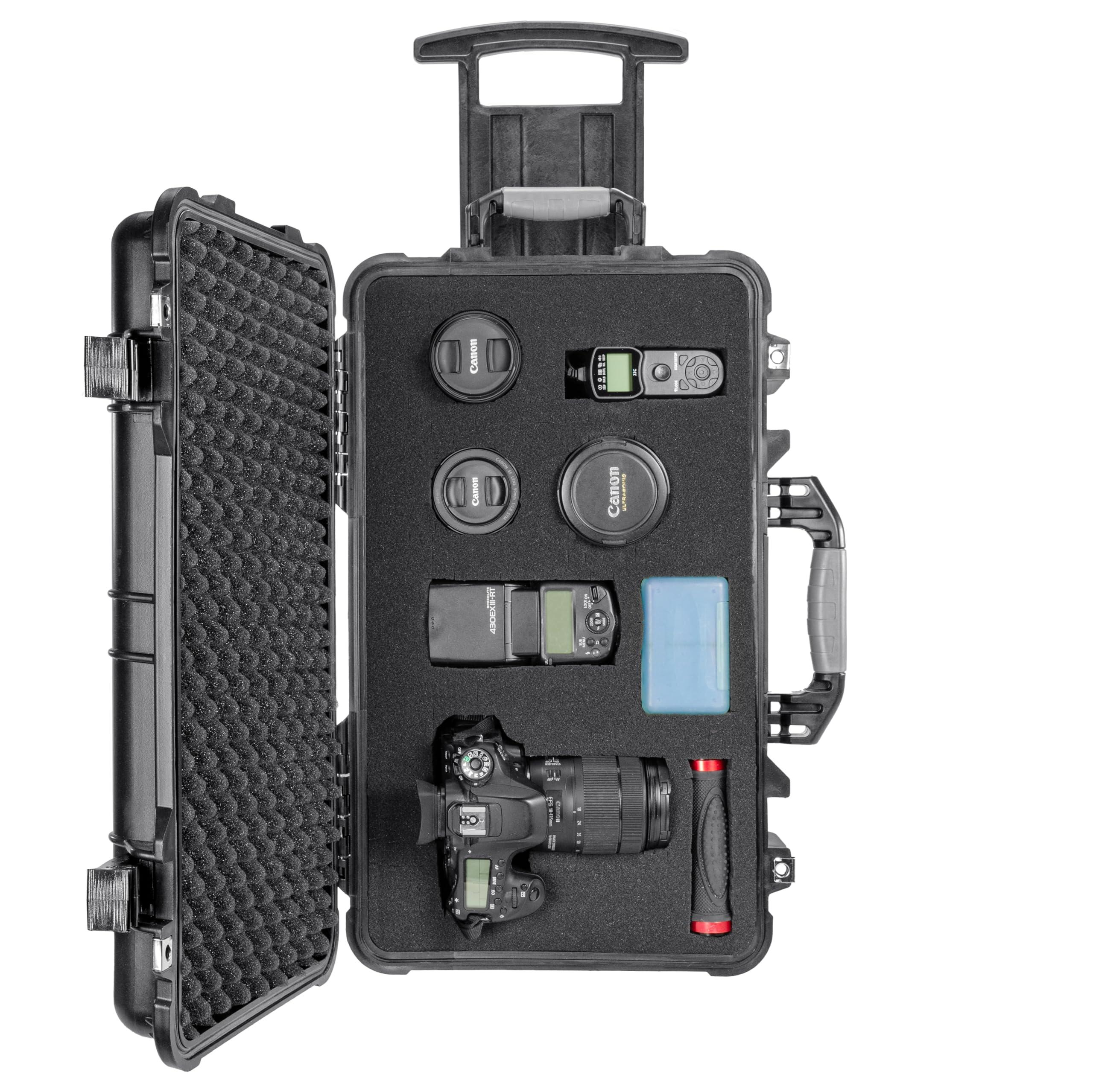 Eylar Eylar 22" Carry-On Travel Roller Gear, Camera, Drones, Tools, Equipment Hard Case Waterproof with Foam Black