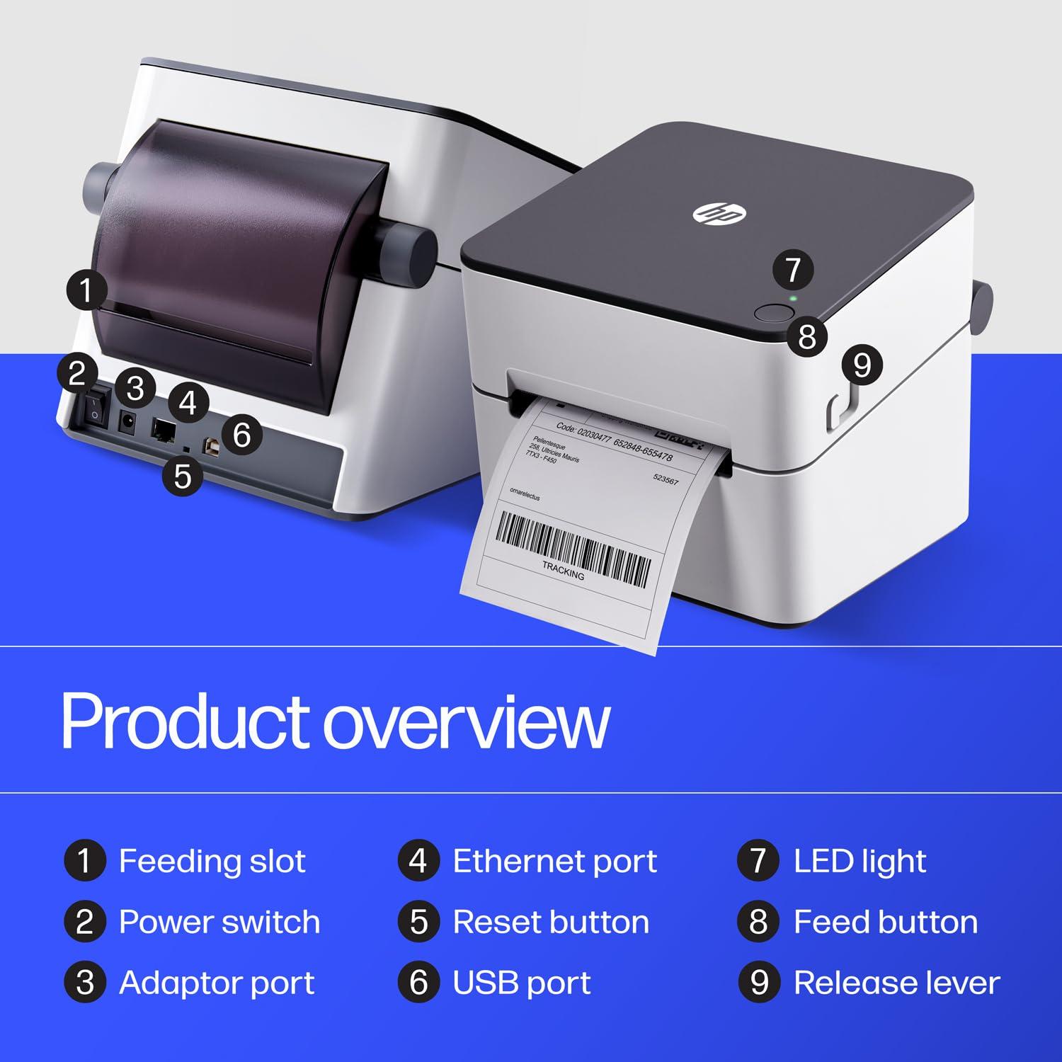 HP HP Direct Thermal Label Printer with Ethernet Connection Industrial-Grade, Easy-to-Use, & High-Speed Shipping Label Printer (300 DPI)