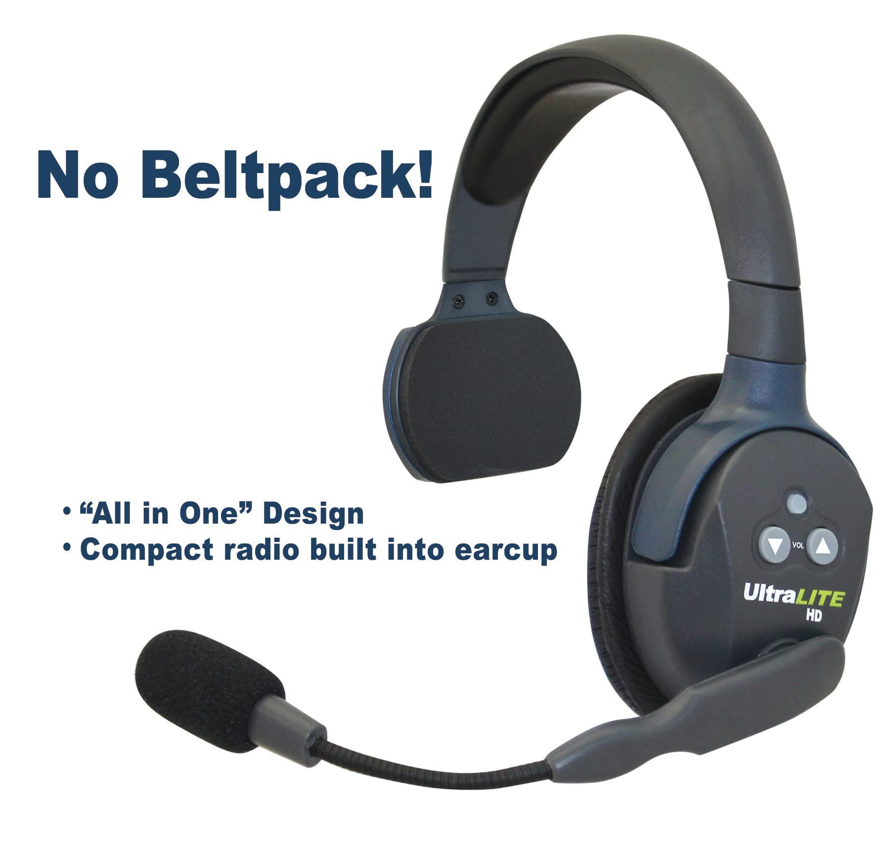 EARTEC EARTEC UL4S Ultralite-HD 4-Person Full Duplex Wireless Intercom Headset Communication System, Single Ear Headsets, Up to 1000ft Range, U.S. Company