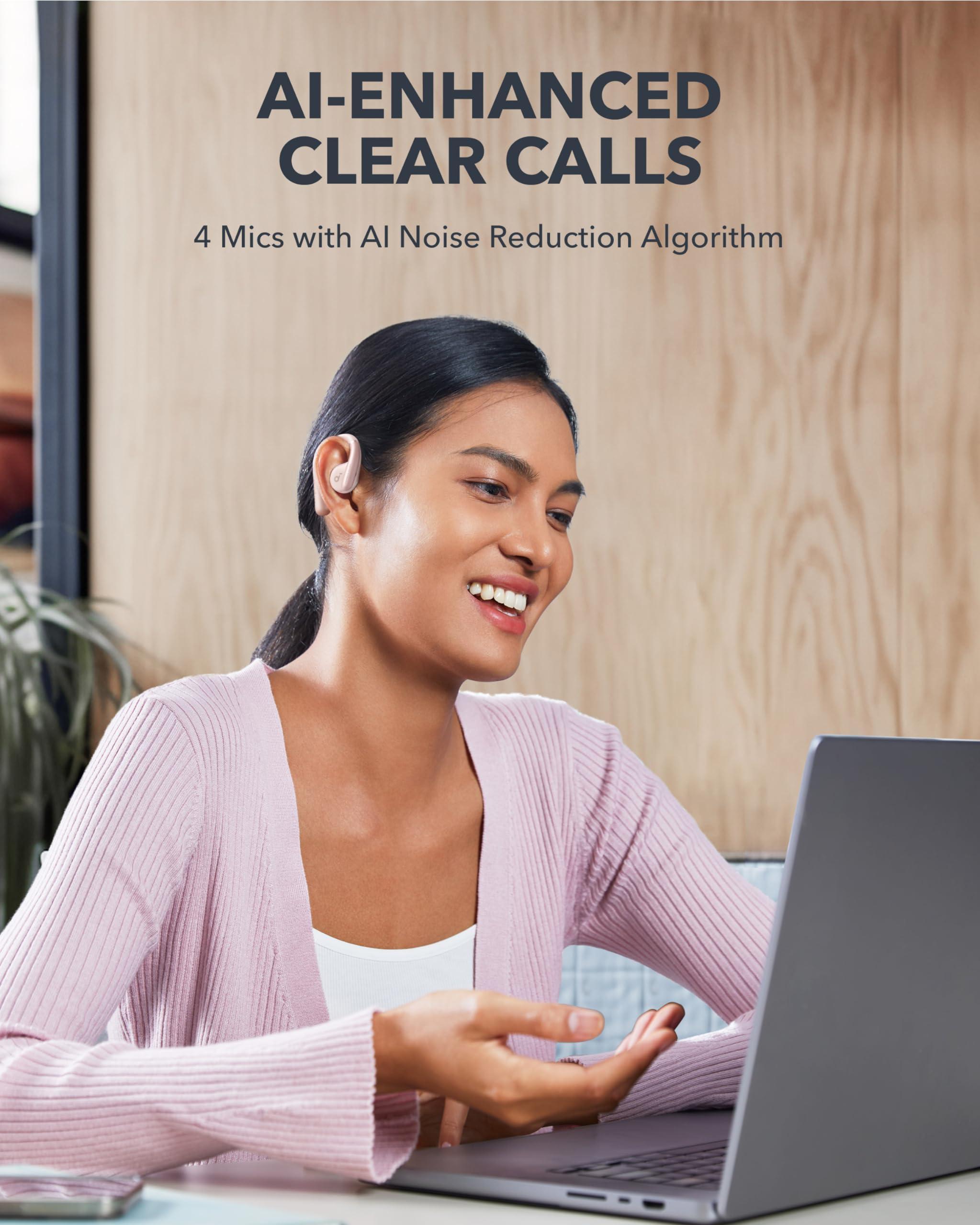 Soundcore Soundcore by Anker, AeroFit Open-Ear Headphones, Ultra Comfort, Snug Fit, Ergonomic Ear Hook, Balanced Sound, IPX7 Waterproof, 42H Playtime, Bluetooth 5.3, App Control, Clear Calls(Renewed)