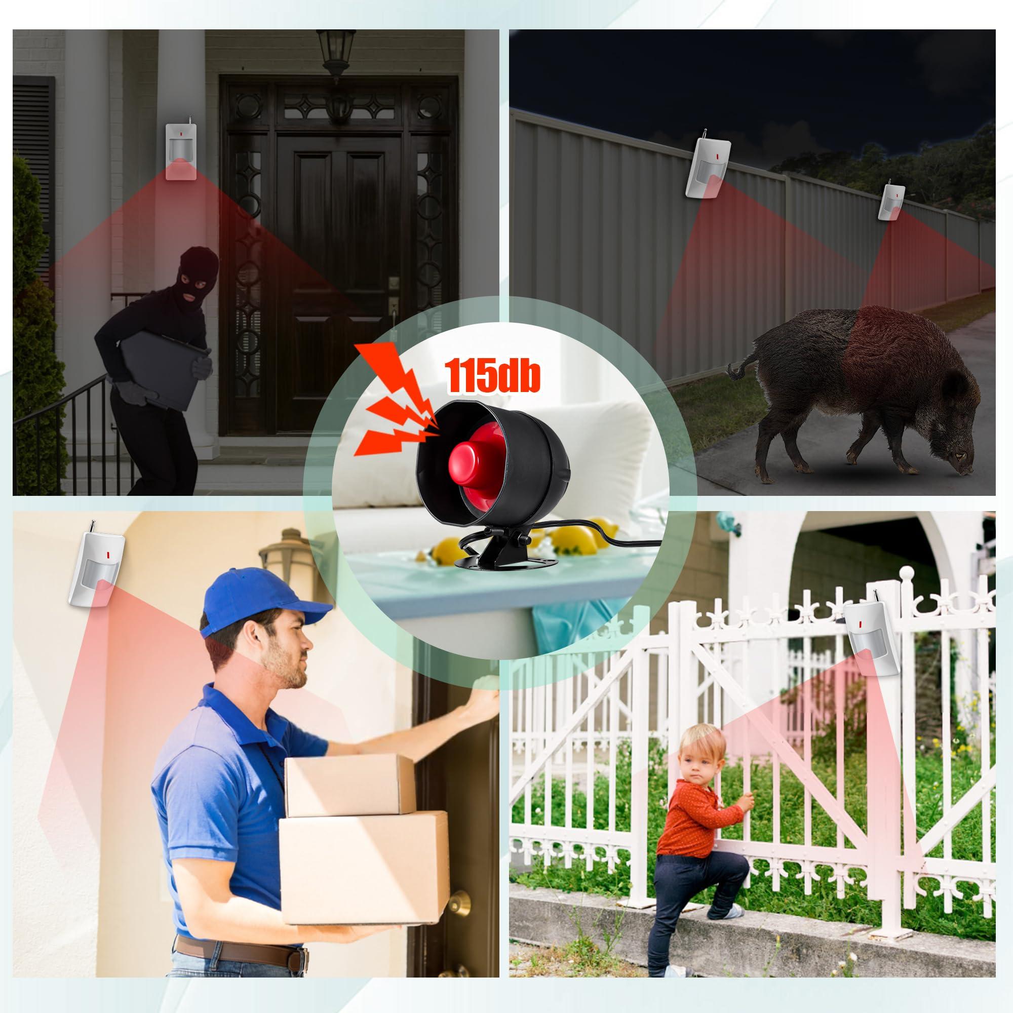 KERUI KERUI Standalone Home Office Shop Security Alarm System Kit,Wireless Loud Indoor/Outdoor Weatherproof Siren Horn with Remote Control and Door Contact Sensor,Motion Sensor,Up to 115db,NO WIFI/GSM/APP