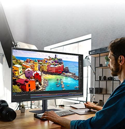 SAMSUNG Samsung TU87F Series 32-Inch Viewfinity 4K UHD Pro Monitor, VA Panel, 60Hz, 5ms, HDR10, sRGB, HDMI, Dual 4K Display, Fully Adjustable Stand, Eye Saver Mode (LF32TU874VNXGO) Dark Blue Gray