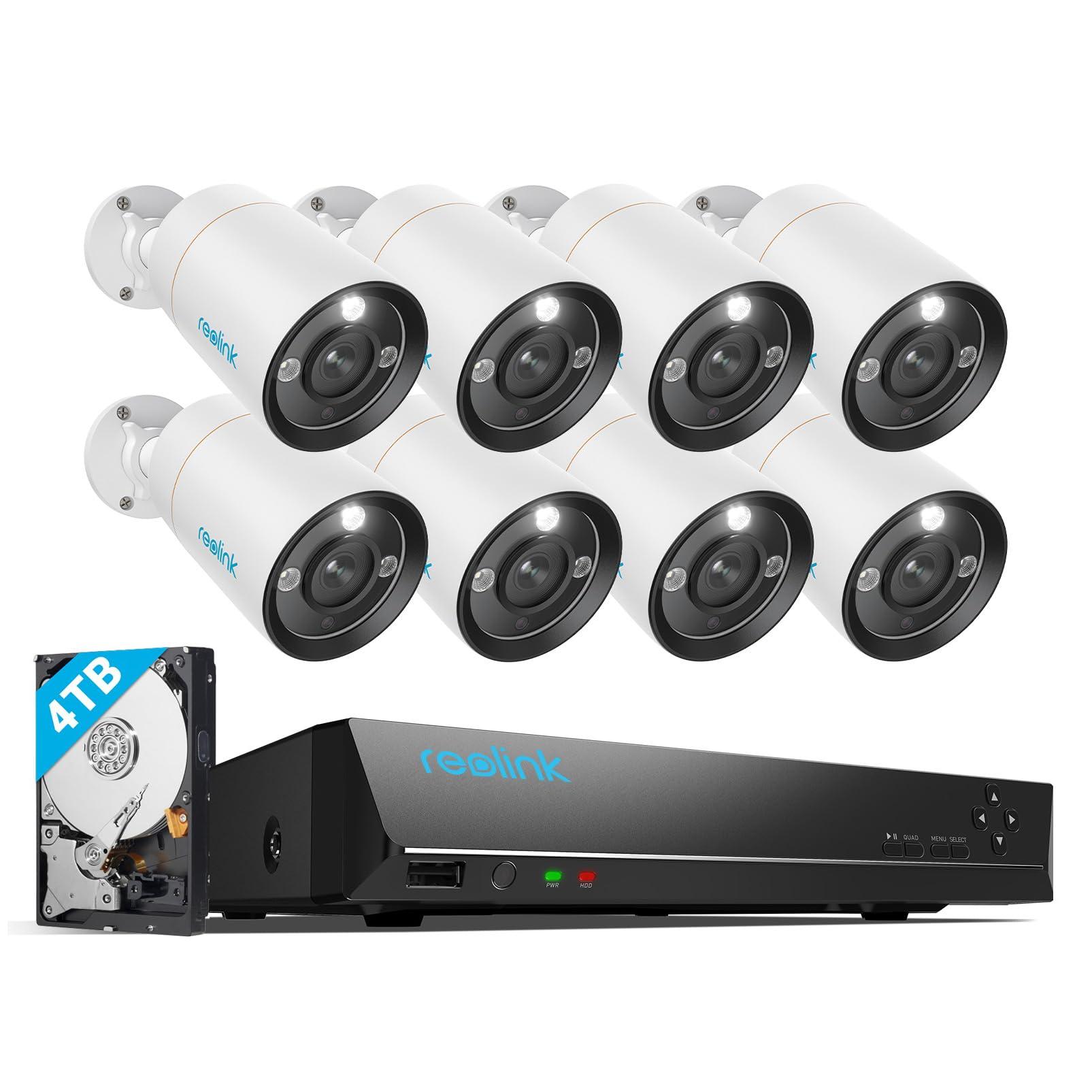 REOLINK REOLINK 12MP Security Camera System, 8pcs PoE Security Camera Outdoor Color Night, 2-Way Talk, 16CH NVR 4TB HDD, RLK16-1200B8-A Bundle with 2pcs 4K Ultra-Wide Angle Camera Duo Floodlight PoE