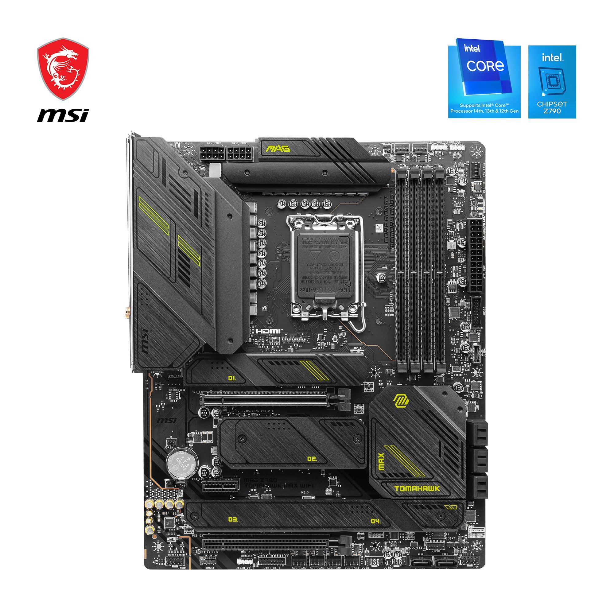 MSI MSI MAG Z790 Tomahawk MAX WiFi Gaming Motherboard (Supports 12th/13th/14th Gen Intel Processors, LGA 1700, DDR5, PCIe 5.0, M.2, 2.5Gbps LAN, USB 3.2 Gen2, Wi-Fi 7, ATX) (Renewed)