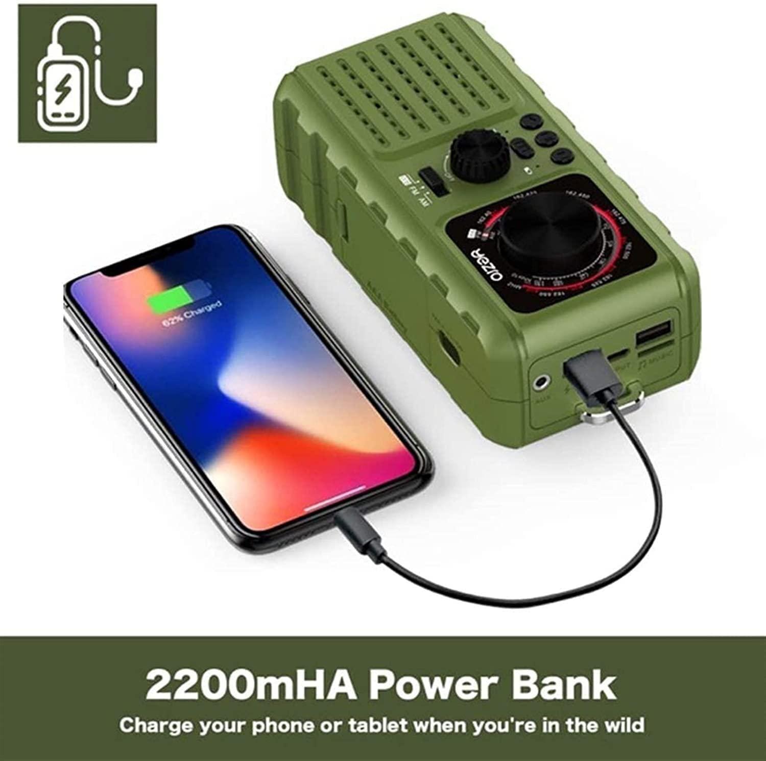 KouRy KouRy Hand Crank Radio with Flashlight for Emergency,Portable Radio -2200mAh Power Bank USB Charger LED Flashlights, Portable Outdoor and Family