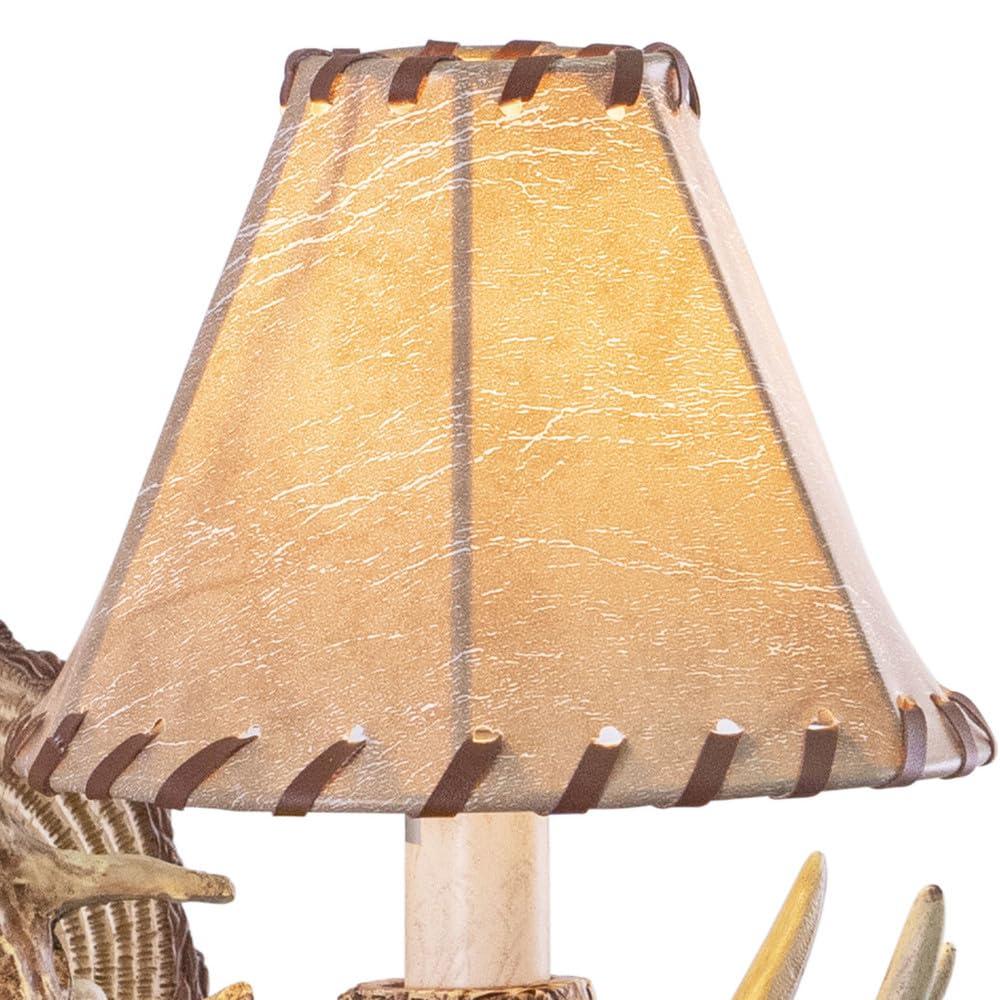 VAXCEL Lodge 1 Light Rustic Wood Antler Armed Wall Sconce Faux Leather Shade Noachian Stone