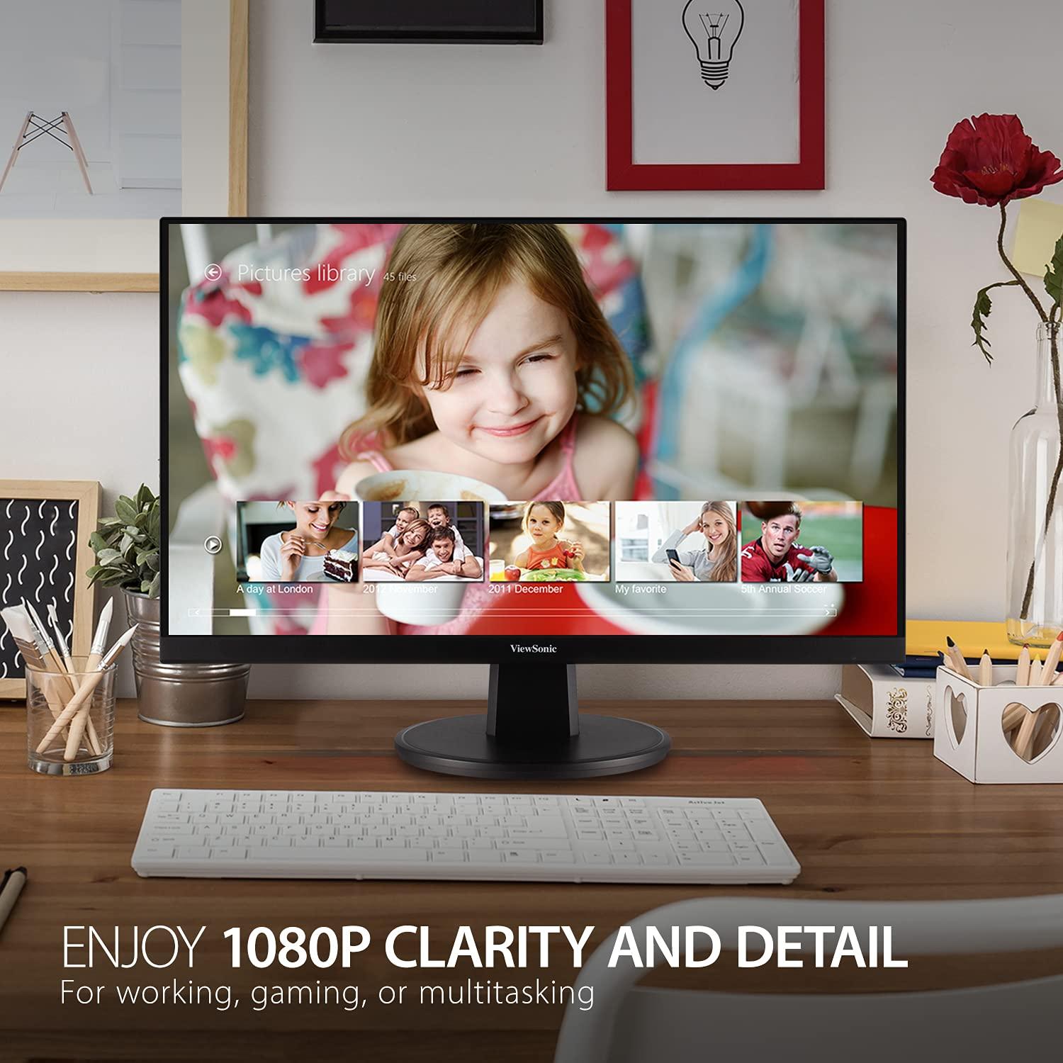 ViewSonic ViewSonic VA2247-MH 22 Inch Full HD 1080p Monitor with 100Hz, FreeSync, Ultra-Thin Bezel, Eye Care, HDMI, VGA Inputs for Home and Office