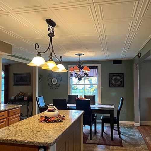 A La Maison Ceilings A La Maison Ceilings R24 Line Art Foam Glue-up Ceiling Tile (21.6 sq. ft./Case), Pack of 8, Plain White