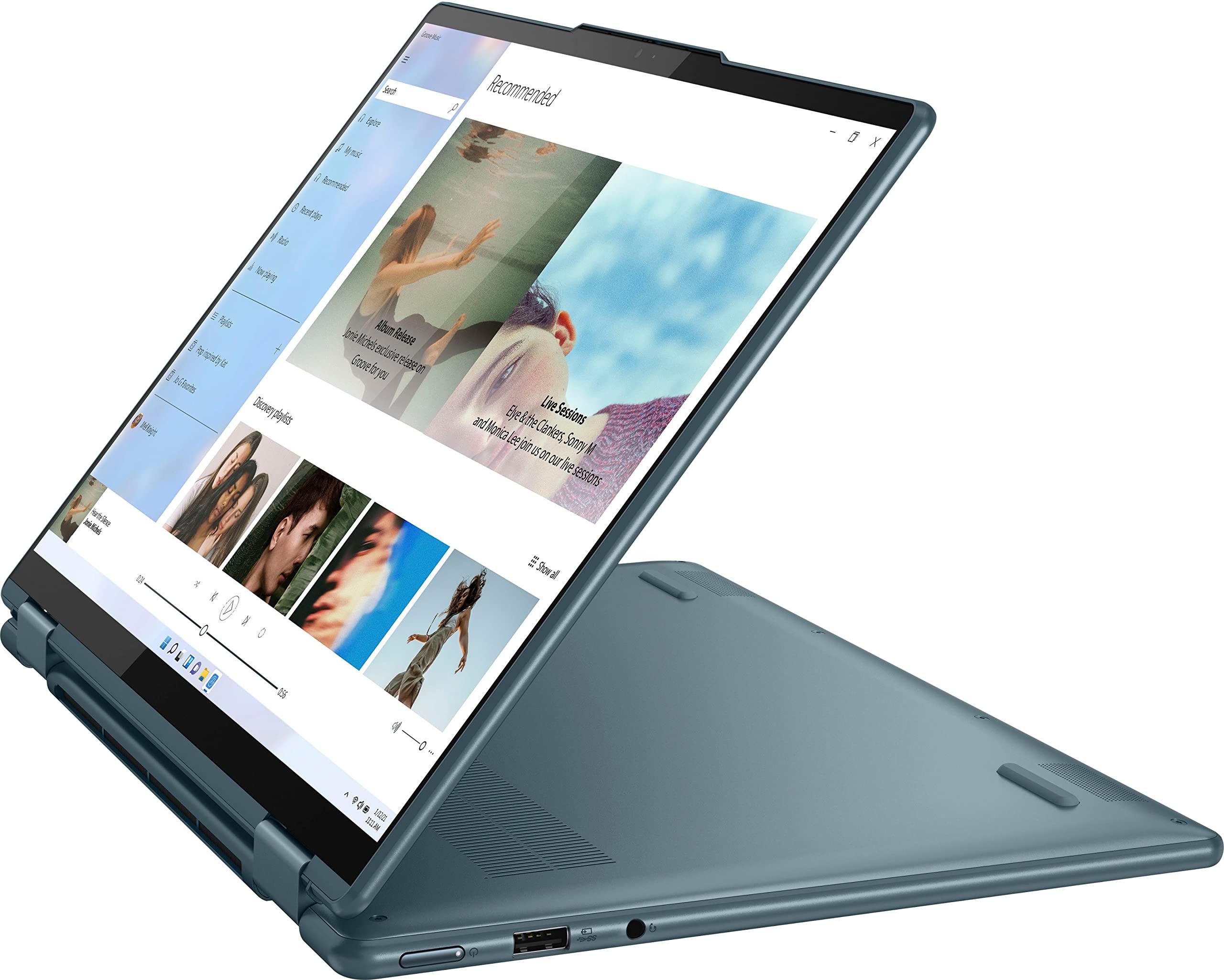 Lenovo Lenovo ENOVO Yoga 7i 2-in-1 Laptop 14\'\' 2.2K Touchscreen12th Core i7-1255U Iris Xe Graphics 16GB RAM 1TB SSD WI-FI 6E Thunderbolt 4 Backlit KB w/ FP Windows 11 Pro RATZK 32GB USB, Stone Blue, (82QE)