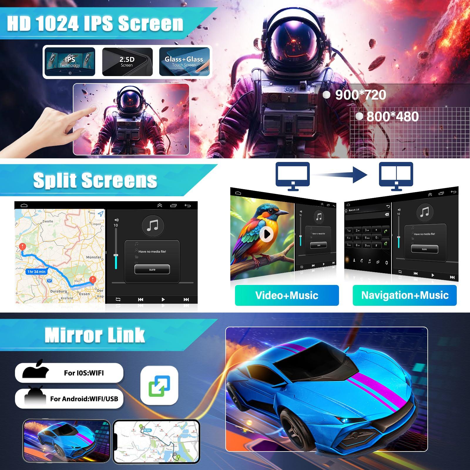 corfhy Car Audio Carplay Radio Car Multimedia Player Portable Wireless Car Stereo Car Backup Camera Infotainment System for Car 9In Stereo Radio GPS Navigation Compatible for 200 200C 200S 2015-2019