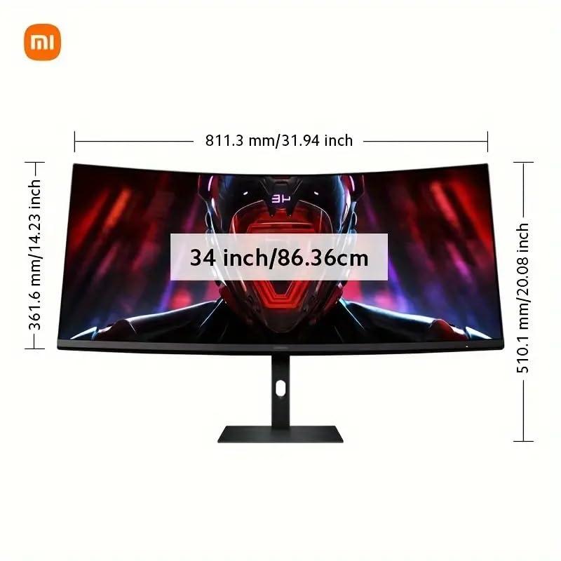 Xiaomi Xiaomi Curved Gaming Monitor 34-inch 180Hz High Reshed Rate 1ms Fast FreeSync Premium Professional Calibration 95% DCI-P3 100% sRGB* Low Blue Light Computer Screen Monitor Desktop Monitor