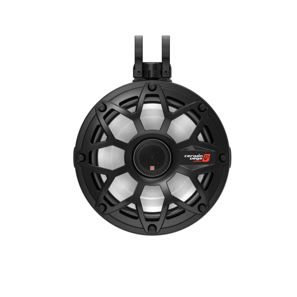 Cerwin Vega Mobile CV Cerwin Vega SH65F4B 6.5 inch 600 Watts 2-Way Pod Speaker System Marine Car Coaxial Speakers with 1 inch Tweeter LED Lighting Black UV Stable Black Pair